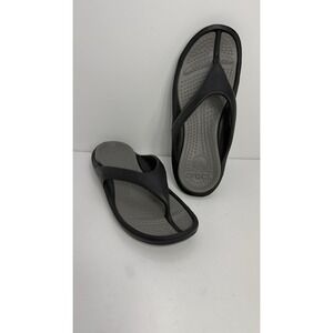 Crocs Athens Unisex Flip Flops Slides Gray Black Sandals W12/M10